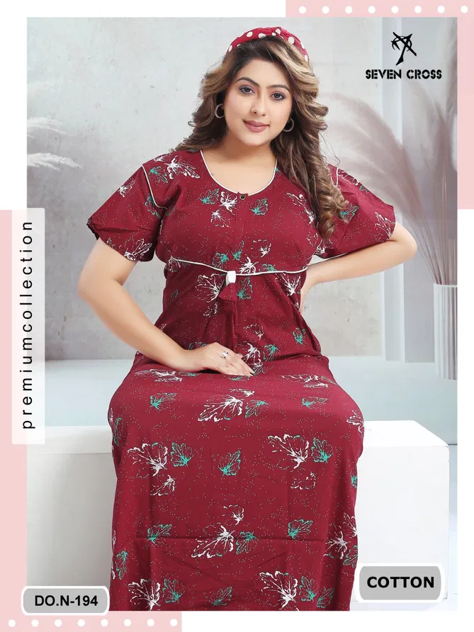 Night Wear Seven Cross Cotton 104 Nighty Gown Wholesale Price In Surat
